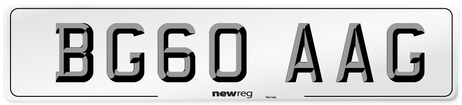 BG60 AAG Number Plate from New Reg